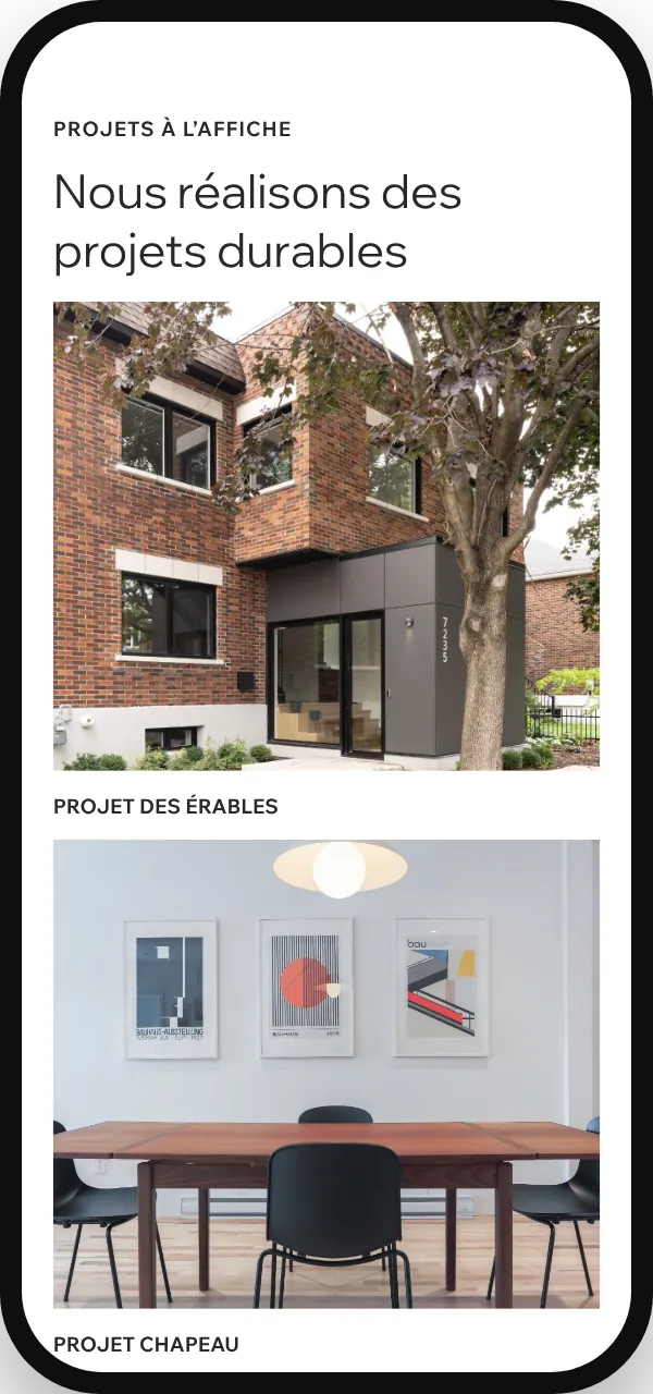 The projects on mobile.