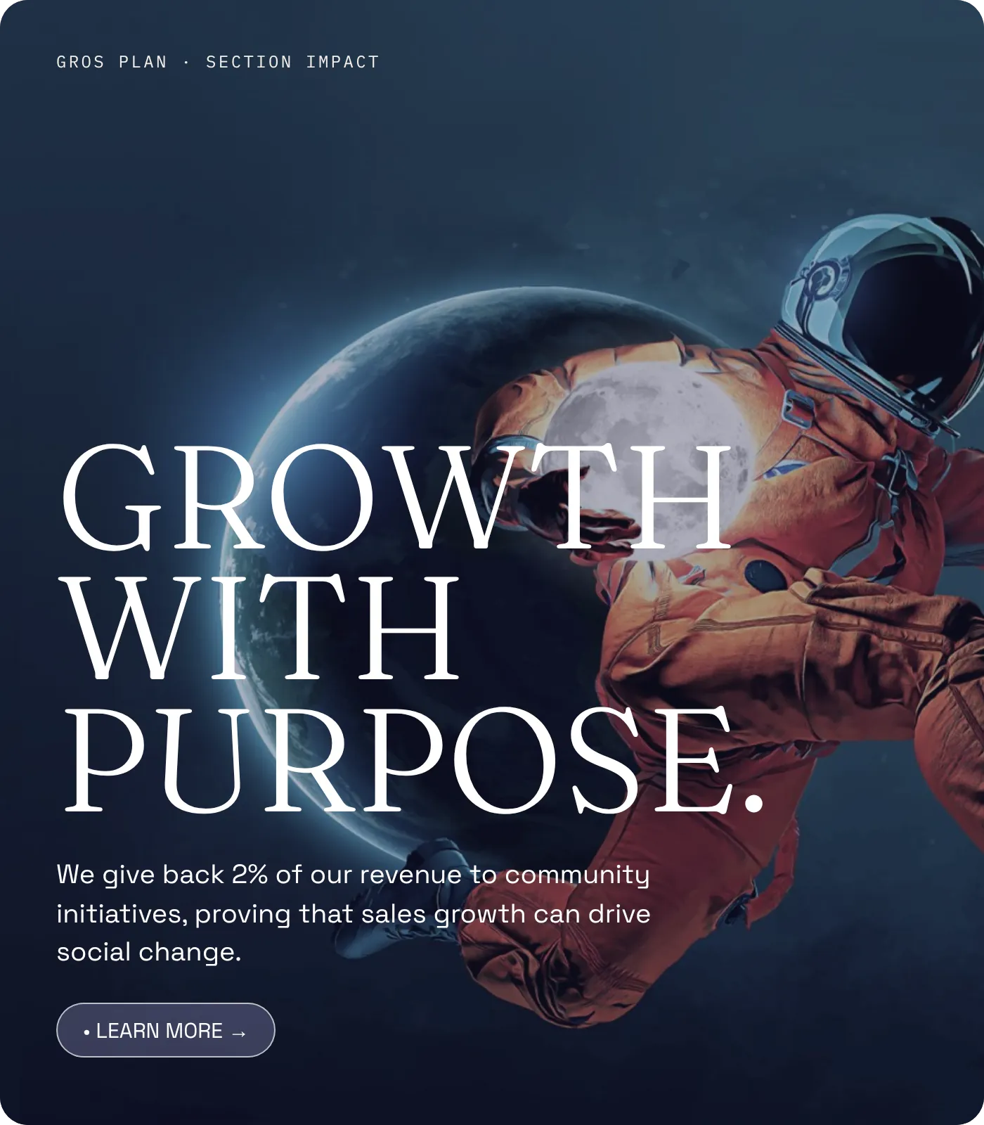 La section Impact du site de Saleshift : Growth with purpose.