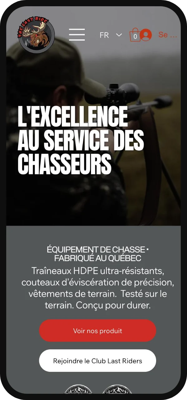L'accueil de The Last Ride sur cellulaire.